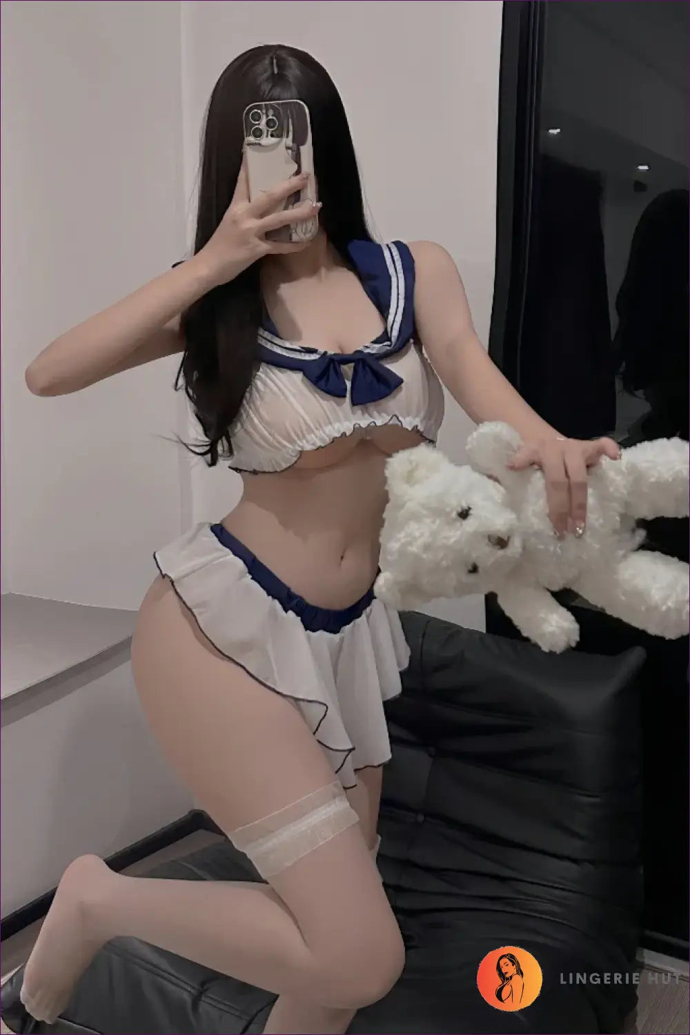 Nurse Costume with Tie-front Crop Top - Caretaker Charm - Kytf24c6-white / s - Halloween • just in • Party • Role Play