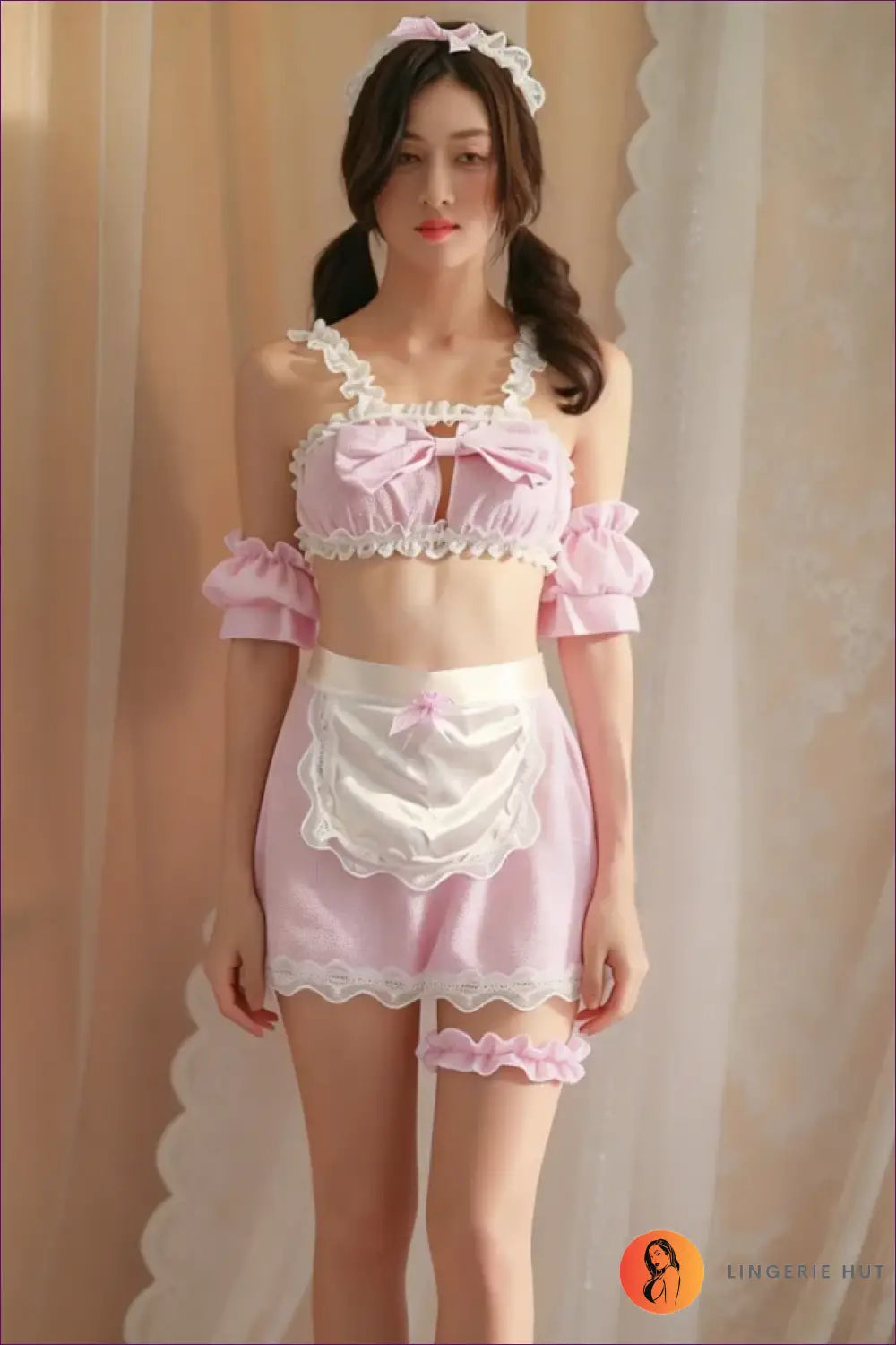 Nurse Costume with Tie Front - Playful Party Styling - Kytf39c41-pink / m - Halloween • just in • Lingerie • Mini - Hut