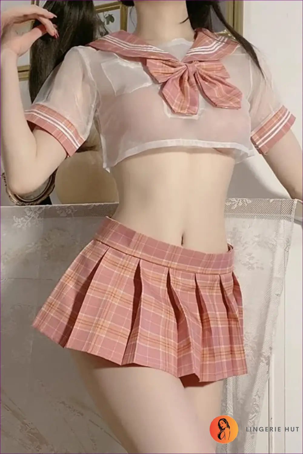 Nurse Costume with Tie Front - Playful Party Styling - Kytf52c37-pink / s - Halloween • just in • Lingerie • Mini - Hut
