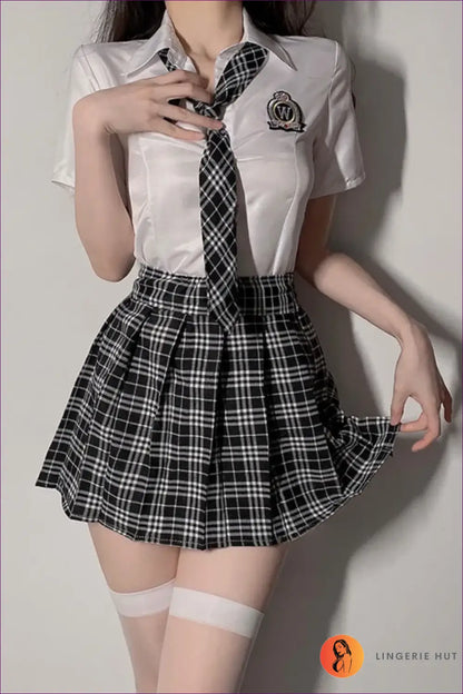 Nurse Costume with Tie Front - Playful Party Styling - Kytf225c37-black / s - Halloween • just in • Lingerie • Mini