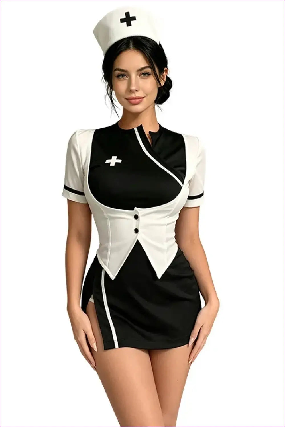 Nurse Costume with Two-tone Panel and Side Slit - Private Luxury - Clubwear • Halloween • just in • Night
