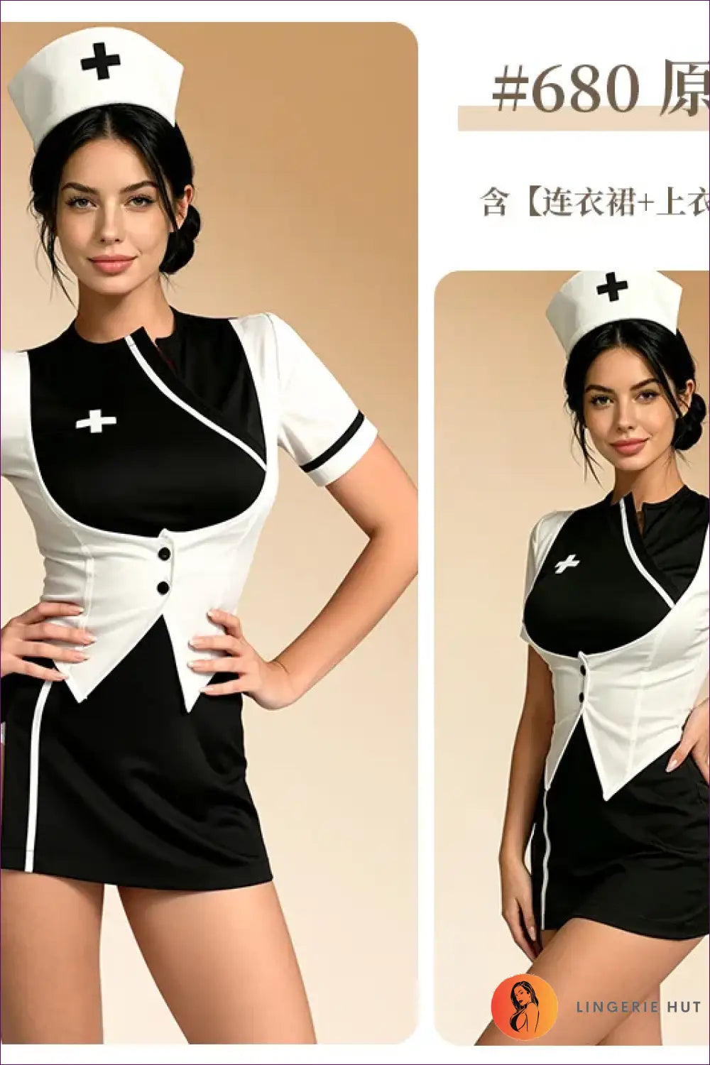 Nurse Costume with Two-tone Panel and Side Slit - Private Luxury - 01 / m - Clubwear • Halloween • just in • Night