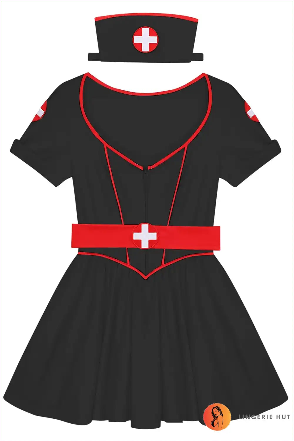 Nurse Dress Costume with Ruffled Tutu - Playful Carnival Vibes for Boudoir, Clubwear, Costume, Dresses,