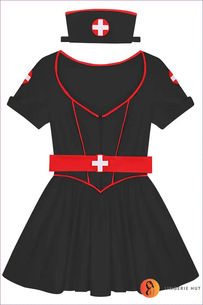 Nurse Dress Costume with Ruffled Tutu - Playful Carnival Vibes for Boudoir, Clubwear, Costume, Dresses,