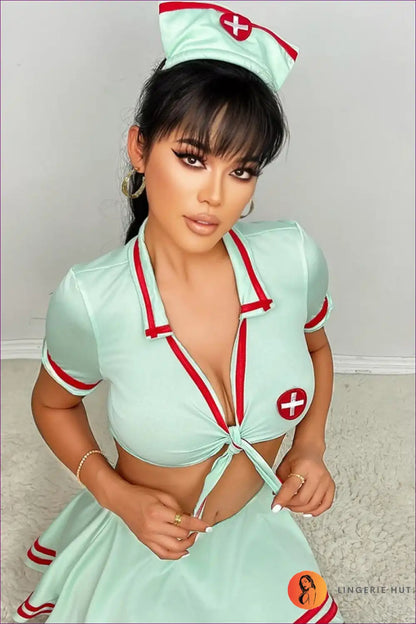 Nurse Uniform Cosplay Set with Tie - Jk Style Costume for Costume, Mini, Nurse, Polyester, Role Play