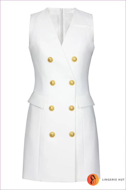 Office Mini Dress with Pockets - Elegant Without the Effort - s / White - Dresses - Lingerie Hut - Casual • Everyday