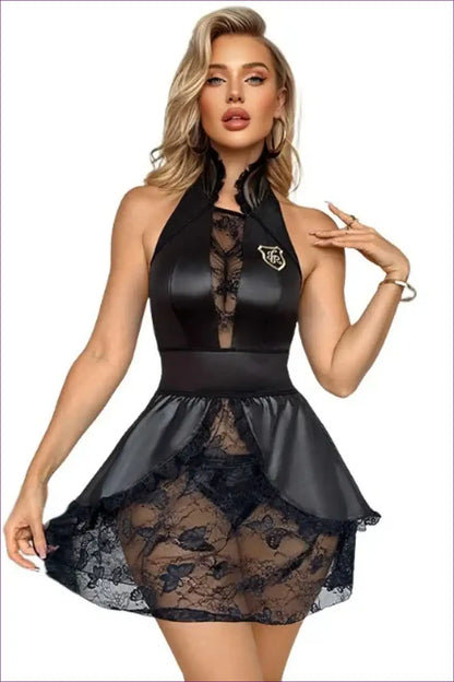 Officer Babydoll Costume with Lace Hem - Night Authority - Glamour • just in • out • Police - Lingerie Hut