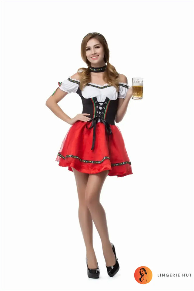 Oktoberfest Beer Maid Costume with Tutu Skirt - Playful Charm