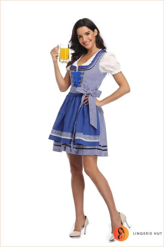 Oktoberfest Dirndl Costume with Corset Lace-Up - Beer Hall Nights