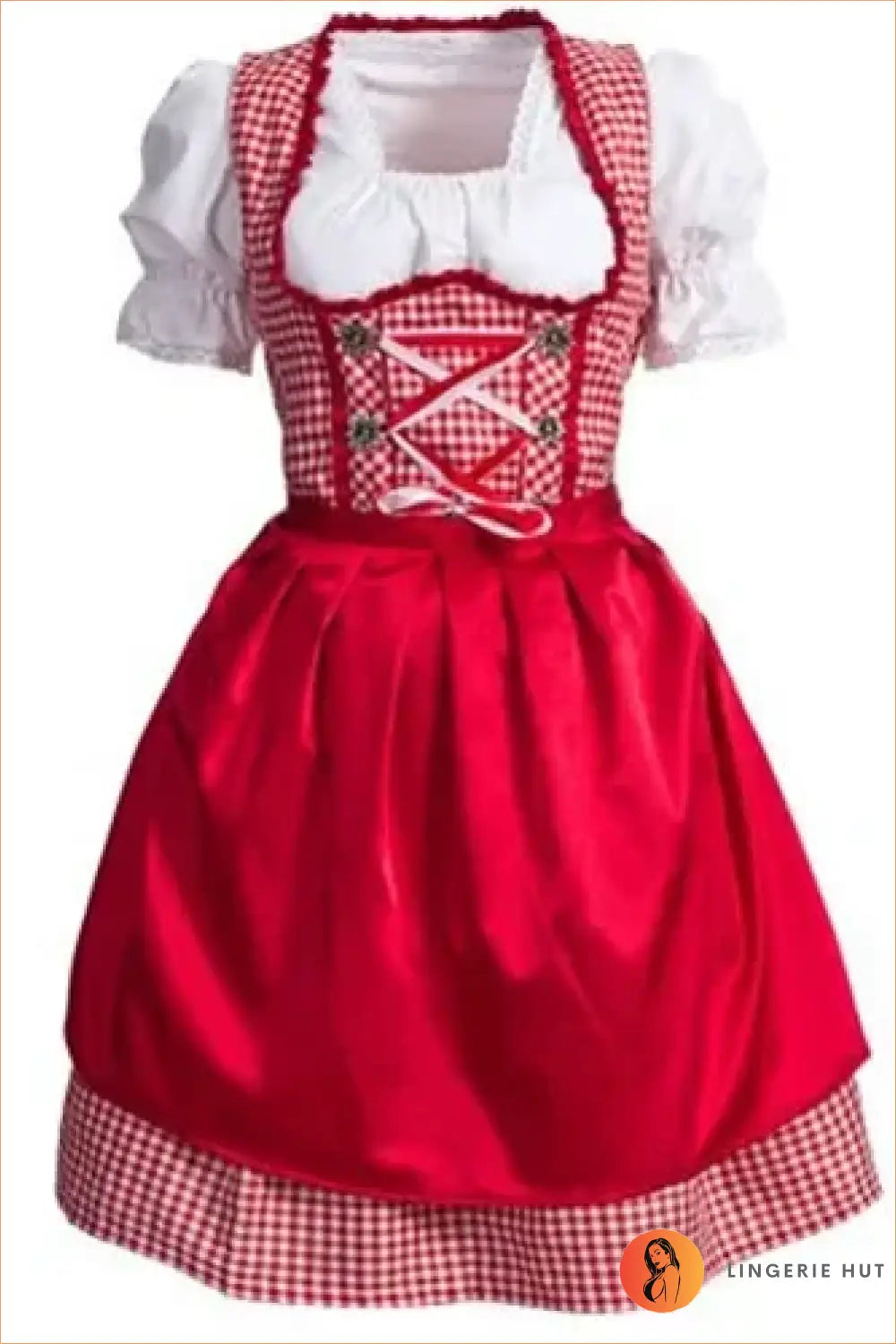 Oktoberfest Dirndl Costume with Corset Lace-up - Beer Hall Nights - Red / s - Clubwear • just in • Night out • Lingerie