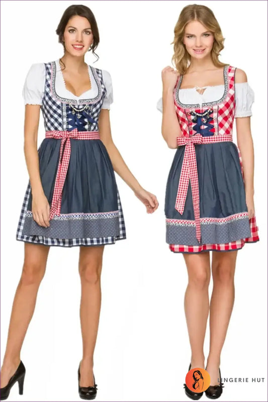 Oktoberfest Dirndl Costume with Bow Apron - Alpine Elegance - just in • Party • Role Play - Lingerie Hut
