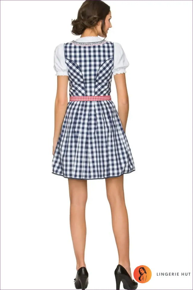 Oktoberfest Dirndl Costume with Bow Apron - Alpine Elegance