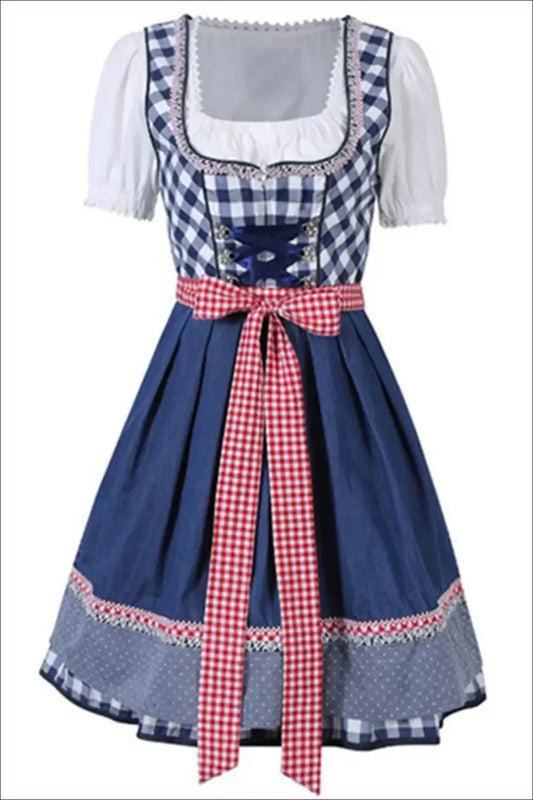 Oktoberfest Dirndl Costume with Bow Apron - Alpine Elegance - just in • Maid • Party - Lingerie Hut