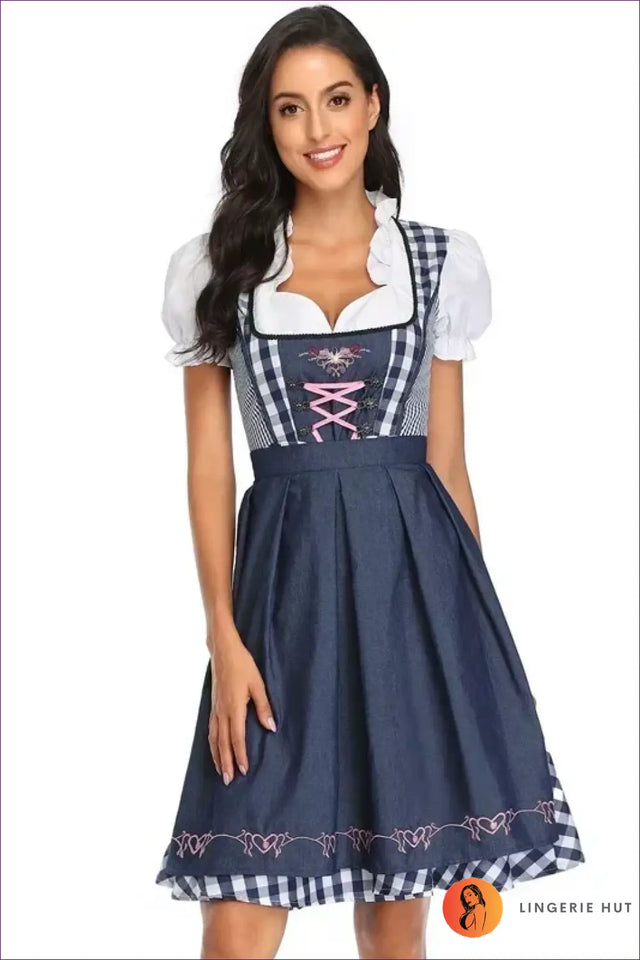 Oktoberfest Dirndl Costume with Ruffle Blouse - Alpine Charm