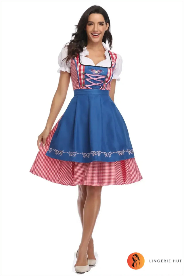 Oktoberfest Dirndl Costume with Ruffle Blouse - Alpine Charm