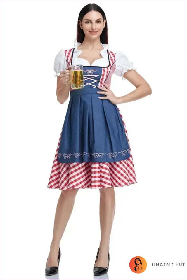 Oktoberfest Dirndl Costume with Ruffle Blouse - Alpine Charm
