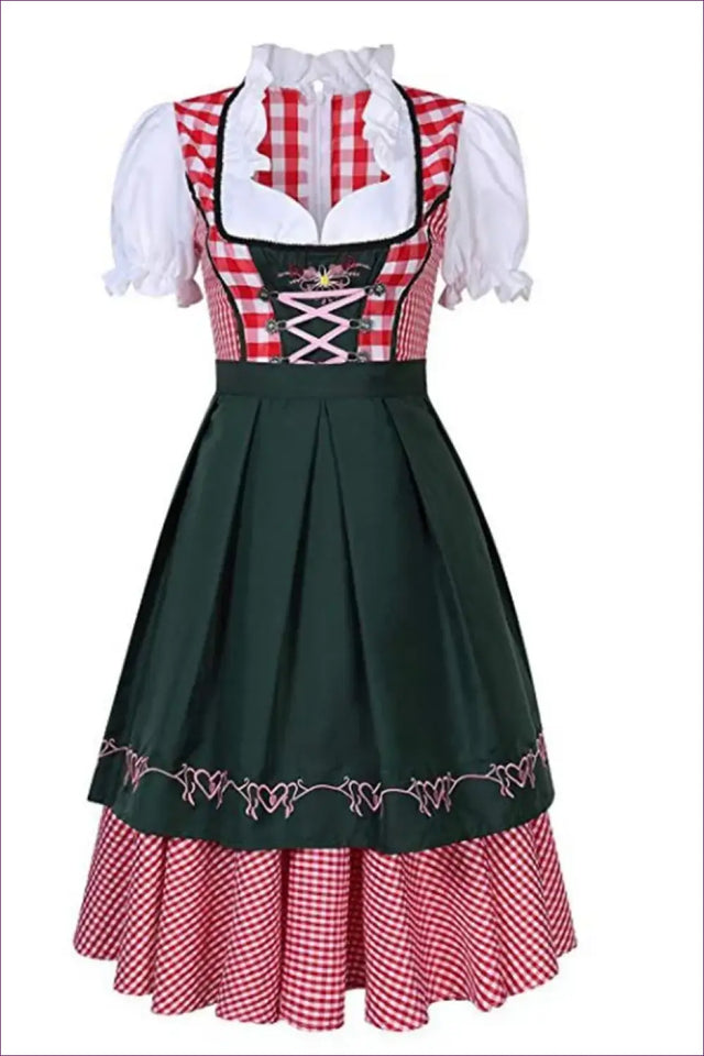 Oktoberfest Dirndl Costume with Ruffle Blouse - Alpine Charm