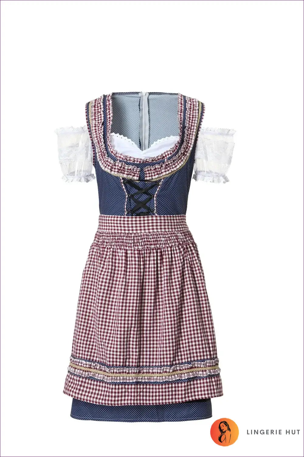 Oktoberfest Dirndl Costume with Tie Apron - Sweetheart Style - just in • Maid • Party - Lingerie Hut