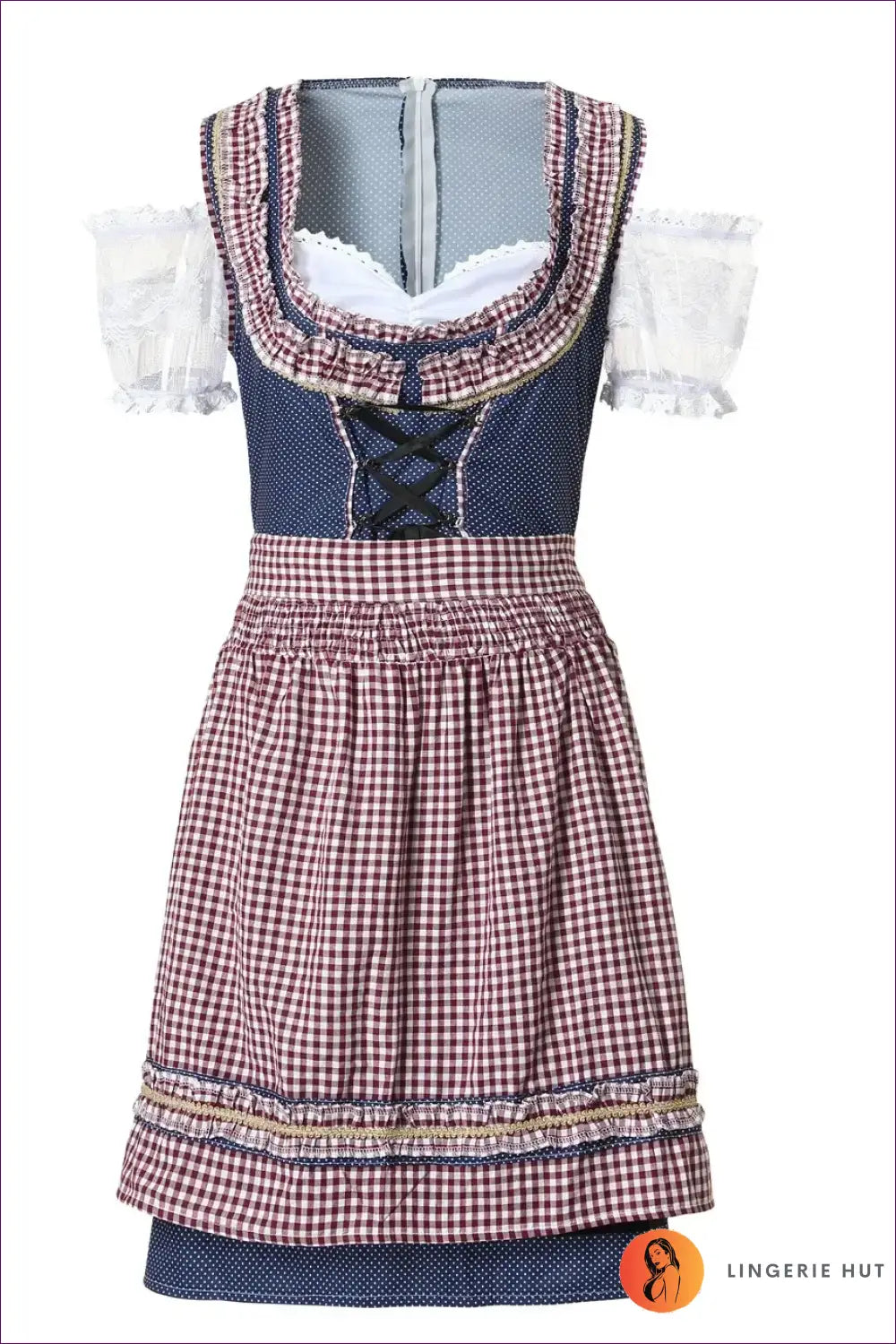 Oktoberfest Dirndl Costume with Tie Apron - Sweetheart Style - Blue / m - just in • Maid • Party - Lingerie Hut