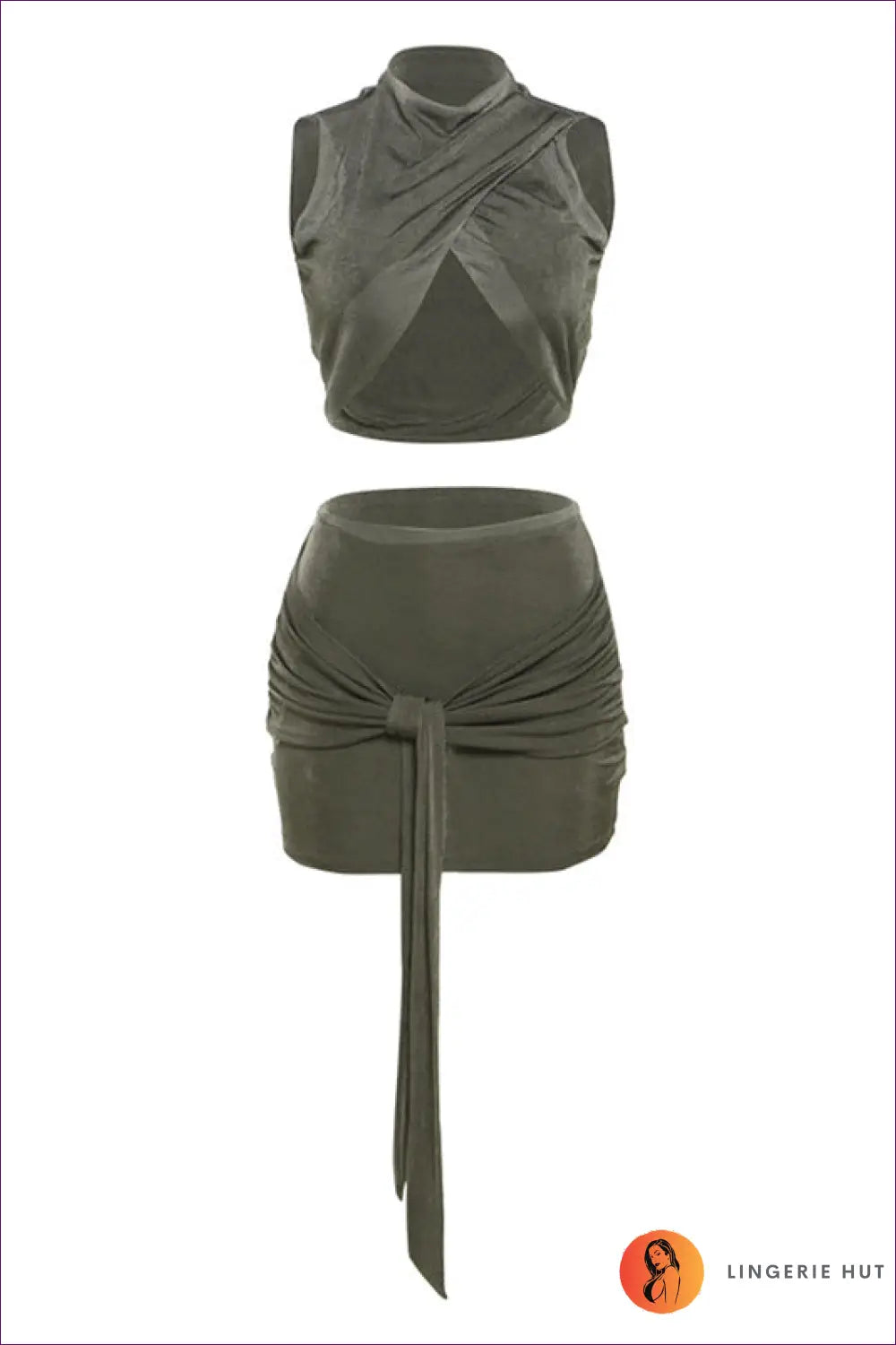 Olive Velvet Cutout Co-ord Set - Luxe Allure for Autumn, Bodycon, co Ord, Cutout, Date Night