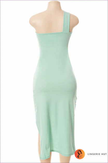 Look Your Best For Any Occasion In Our One Shoulder Cut Out Side Slit Bodycon Midi Dress. Sexy