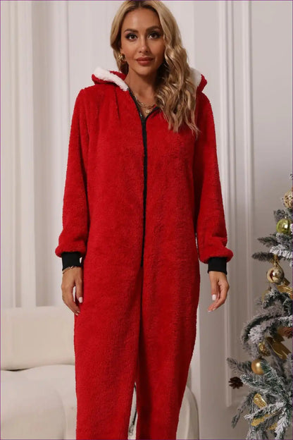 Snuggle Up In Lingerie Hut’s Plush Onesie Round Neck Jumpsuit. Ultimate Winter Comfort. Limited Stock—act