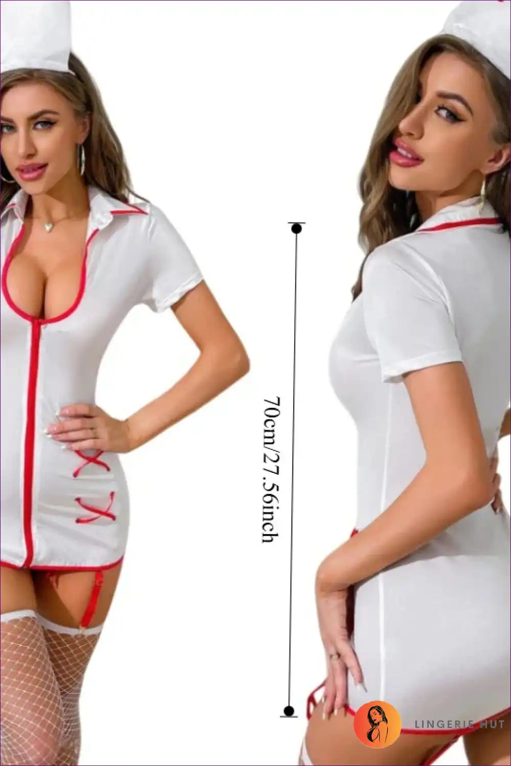 Open Chest Nurse Uniform Teddy for Statement Cosplay Cotton, just In, Nurse, Polyester, Role Play