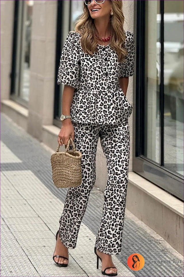 Co Ord with Leopard Print Pattern - Playful Statement Energy