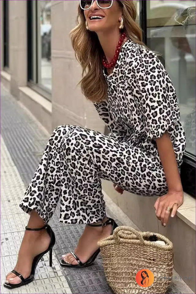 Co Ord with Leopard Print Pattern - Playful Statement Energy