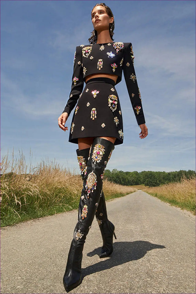 Co-ord Set with Floral Embellishment - Festival Glamour