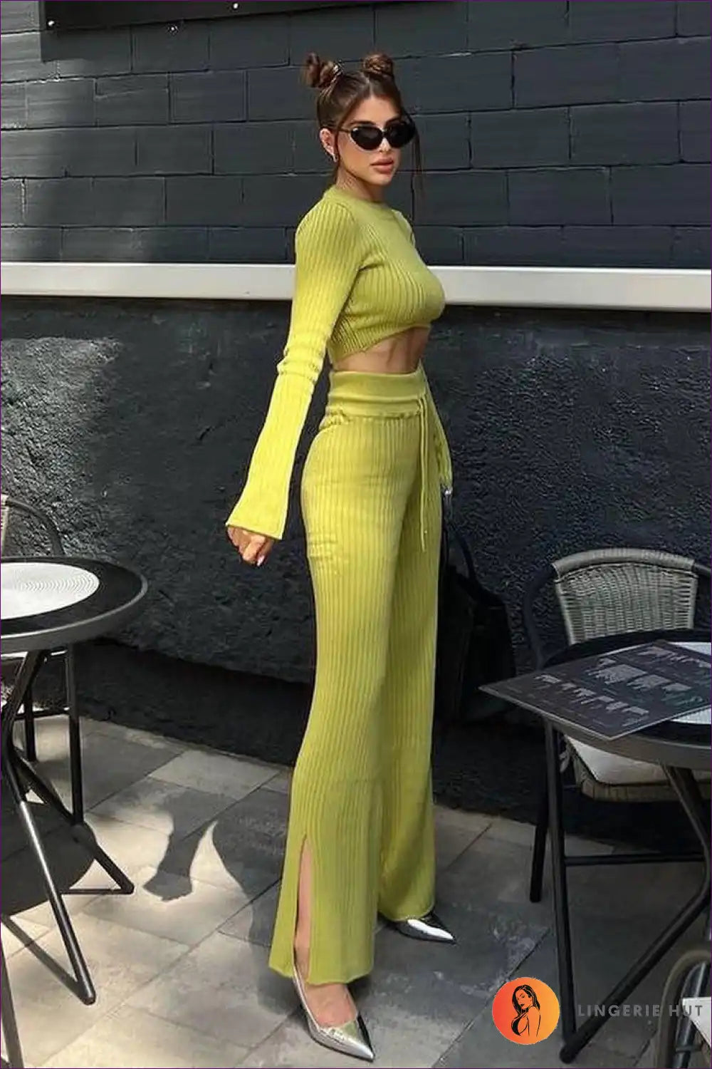 Co-ord Set with Ribbed Texture - Cosy Luxury for All Season, Autumn, Casual, co Ord, Crop