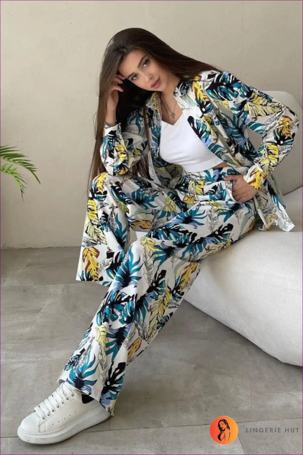 Co-ord Set with Tropical Print - Holiday Vibes for Autumn, Casual, co Ord, Everyday, Glamour