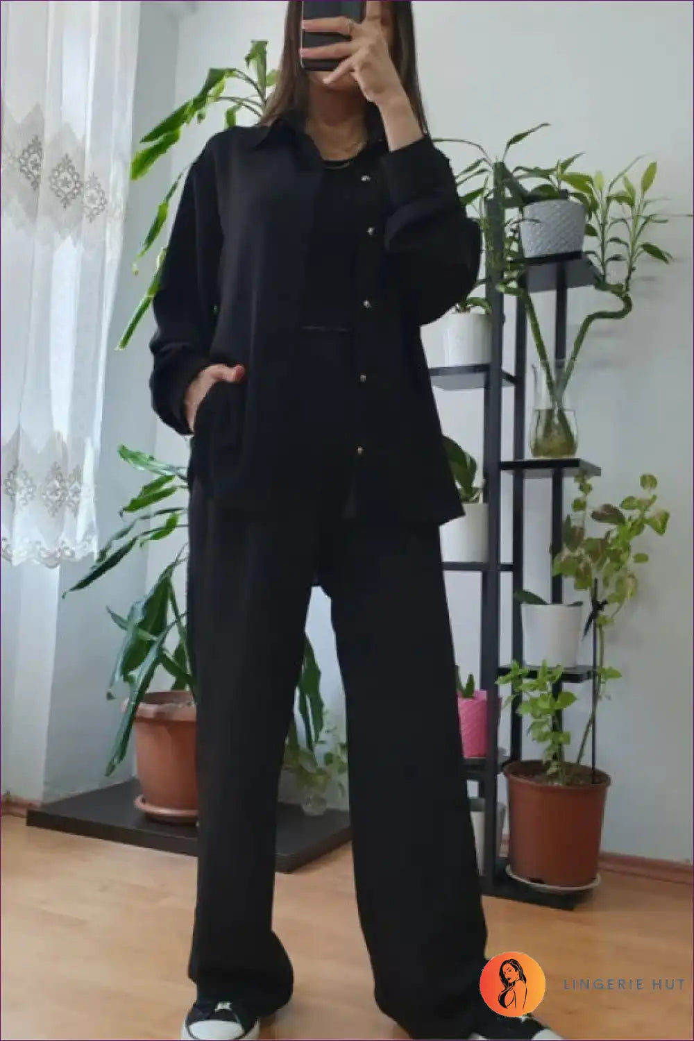 Co-ord Set with Wide-leg Trousers - Effortless Luxury for All Season, Autumn, Blouse, Casual, co Ord