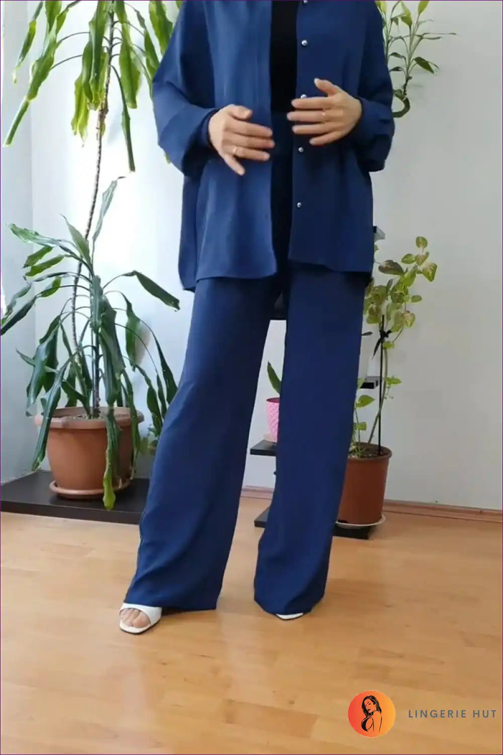 Co-ord Set with Wide-leg Trousers - Effortless Luxury for All Season, Autumn, Blouse, Casual, co Ord