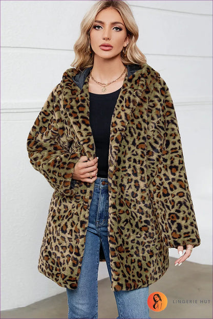 Oversized Animal Print Faux Fur Jacket - Effortless Winter Glam - s / Leopard - Jacket - Lingerie Hut - Autumn • Casual