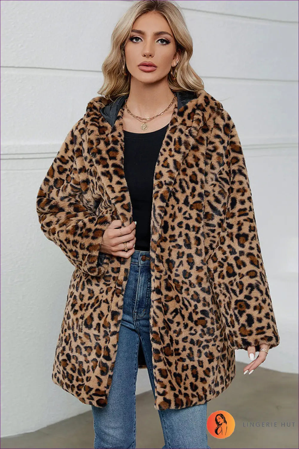 Oversized Animal Print Faux Fur Jacket - Effortless Winter Glam - s / Yellow Leopard - Jacket - Lingerie Hut - Autumn
