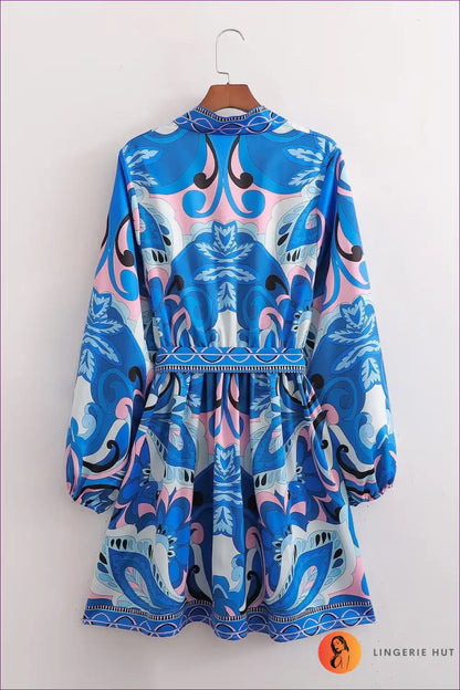 Paisley Print Wrap Dress with Belt - Bohemian Chic for Autumn, Boho, Casual, Dress, Everyday