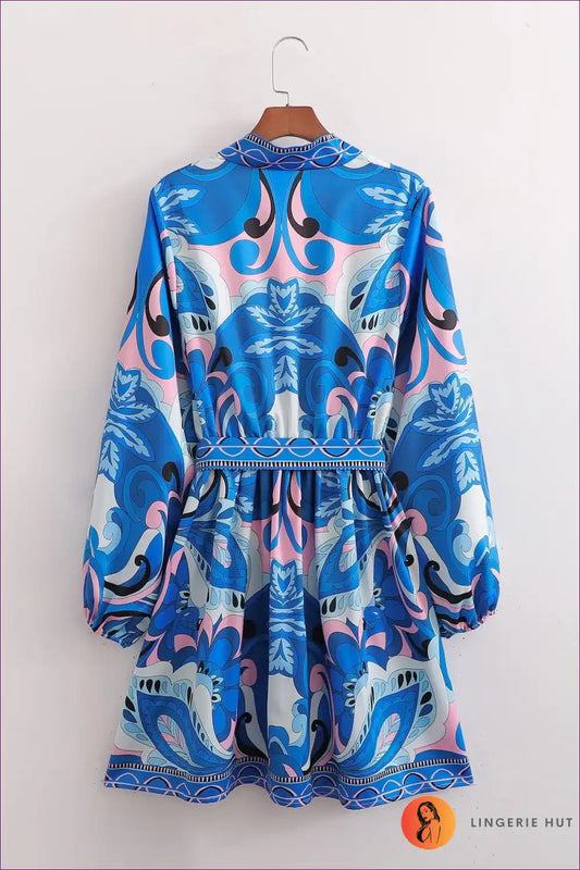 Paisley Print Wrap Dress with Belt - Bohemian Chic for Autumn, Boho, Casual, Dress, Everyday