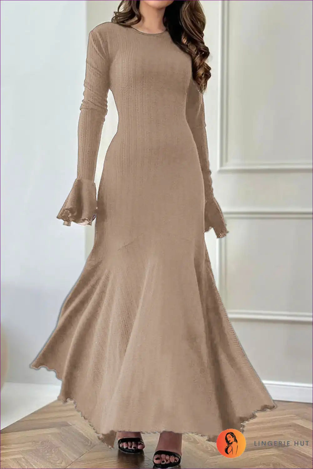 Panel Sleeve Maxi Sweater Dress - Elegant Modern Silhouette for Autumn, Casual, Evening Wear, Everyday,