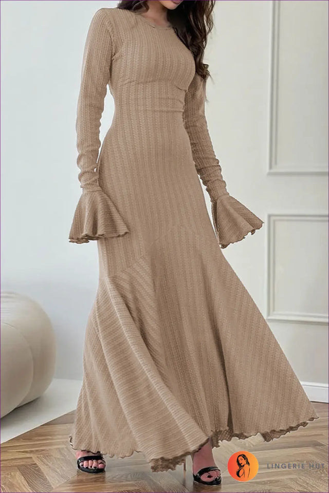 Panel Sleeve Maxi Sweater Dress - Elegant Modern Silhouette