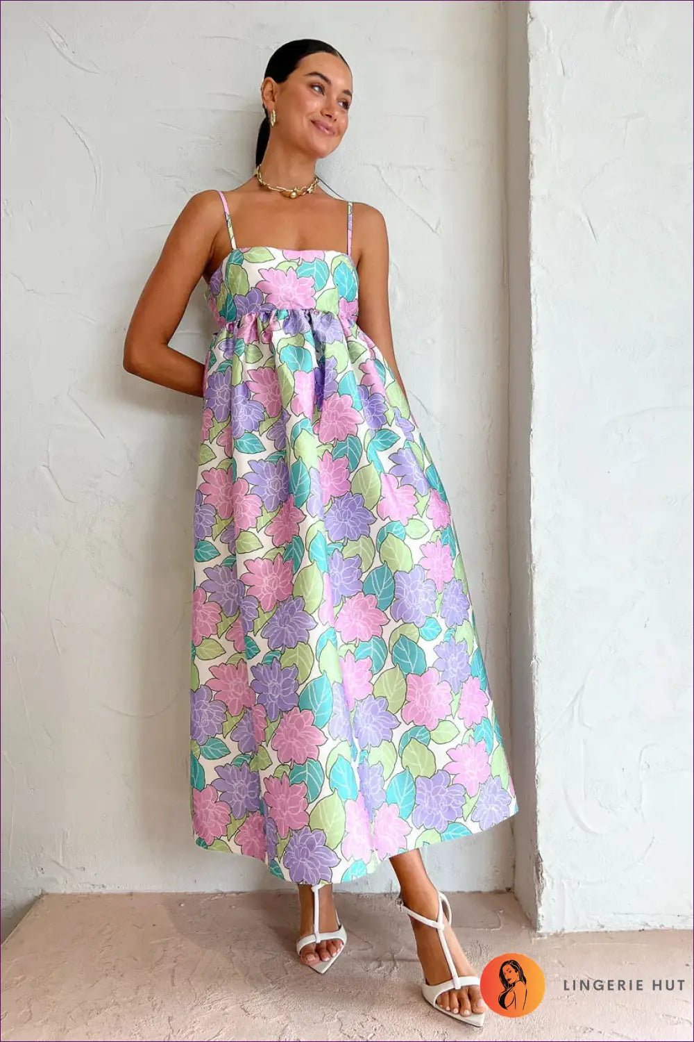 Pastel Floral Maxi Dress - Garden Party Ready - s / Multi - Dresses - Boho • Casual • Chiffon • Clothing • Lingerie Hut