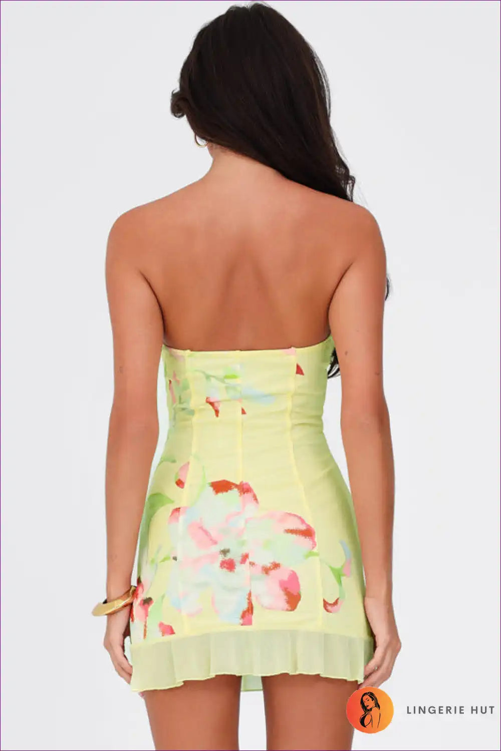 Pastel Floral Strapless Mini Dress with Sweetheart Bustier for Bodycon, Date Night, Dress, Dresses, Evening