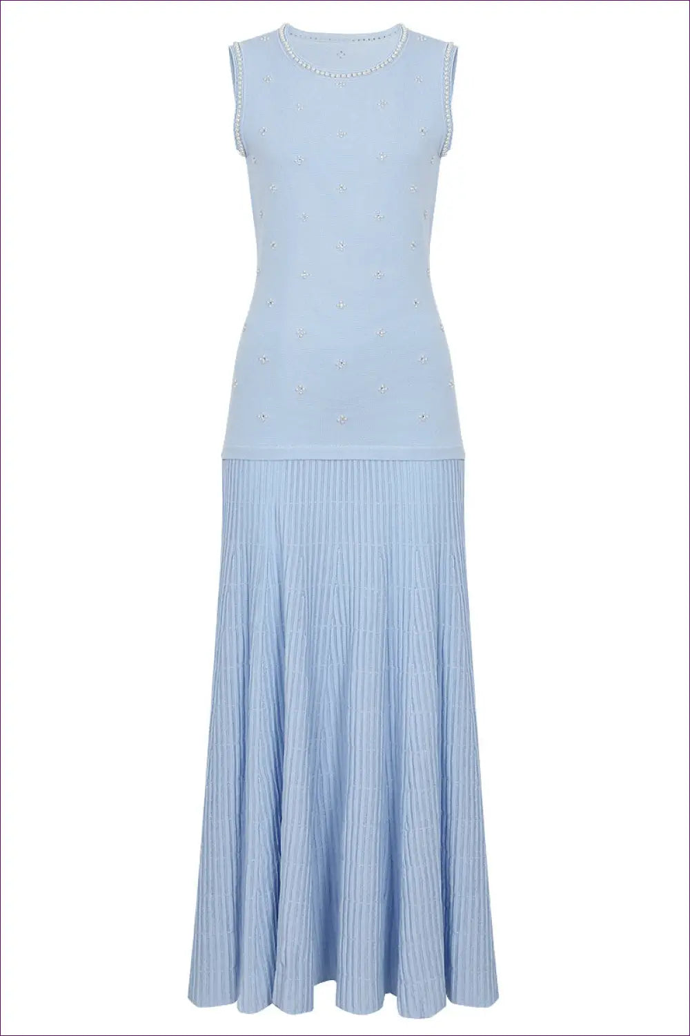 Pearl Knit Maxi Dress - Ribbed Flare Skirt - Bodycon • Elegant • Everyday • Jersey - Dimenssa