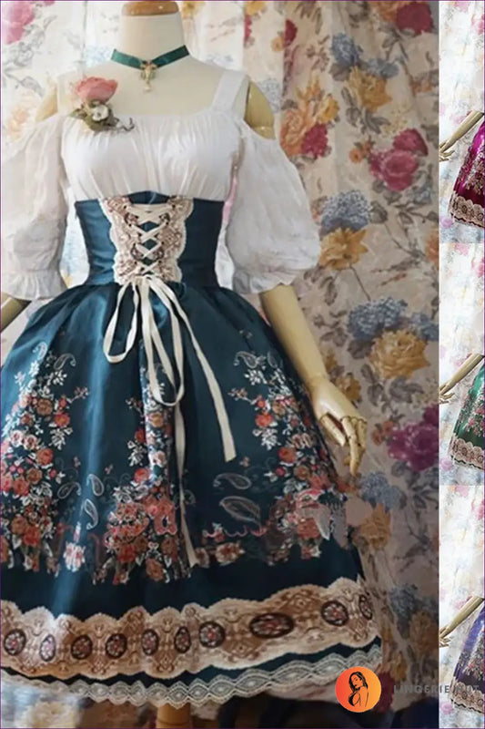 Peasant Costume with Corset Lace-up Waist - Folktale Sweetheart - just in • Oktoberfest • Party • Role Play - Lingerie