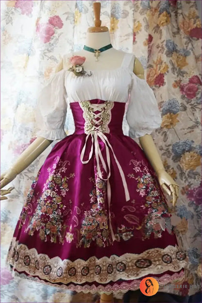 Peasant Costume with Corset Lace-up Waist - Folktale Sweetheart - just in • Maid • Party • Role Play - Lingerie Hut