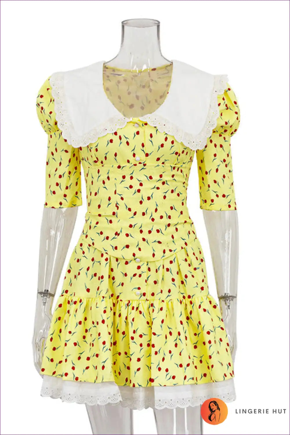 Shop The Peter Pan Collar Floral Short Sleeve Dress And Add a Touch Of Whimsy To Your Look. Pair With Mary