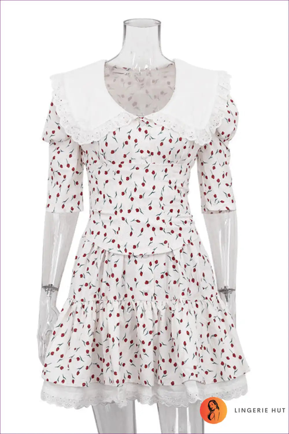 Shop The Peter Pan Collar Floral Short Sleeve Dress And Add a Touch Of Whimsy To Your Look. Pair With Mary