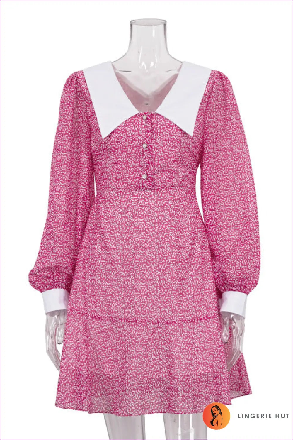 Peter Pan Collar A-line Mini Dress - Effortless Elegance - s / Pink - Dresses - Lingerie Hut - All Season • Autumn