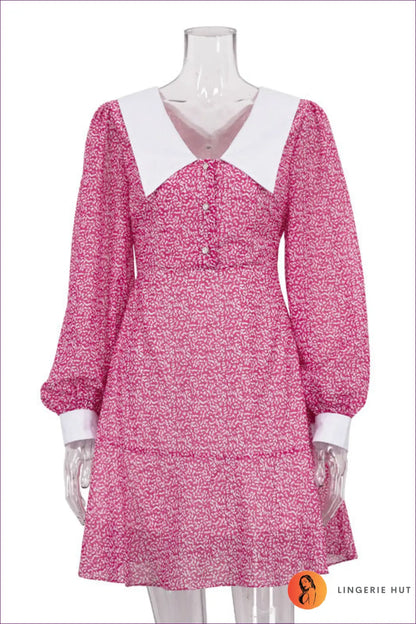Peter Pan Collar A-line Mini Dress - Effortless Elegance - s / Pink - Dresses - Lingerie Hut - All Season • Autumn