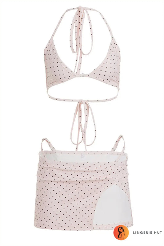 Pink Polka Dot Bikini Set with Mini Skirt - Beach Day Poise - s / Beachwear • Halter • just in • Low Waist - Lingerie